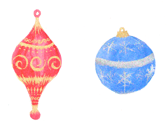 2 Watercolor Ornaments by Amy Crook