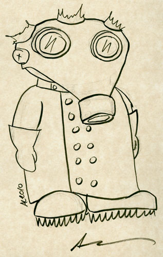 Mad Scientist With Gas Mask sketch by Amy Crook