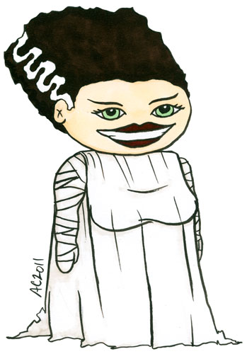Bride of Frankenstein cartoon by Amy Crook