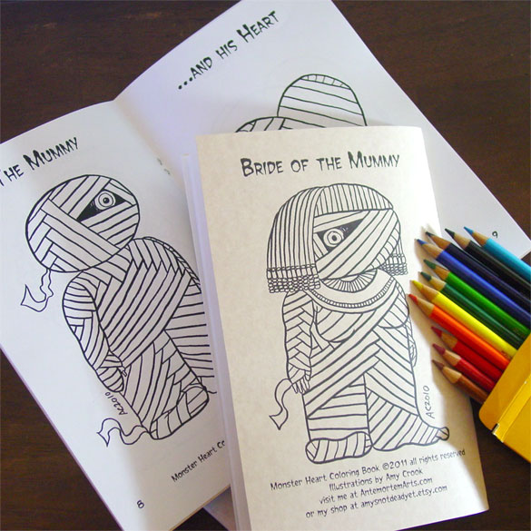 Monster Heart Coloring Book, back + inside, by Amy Crook