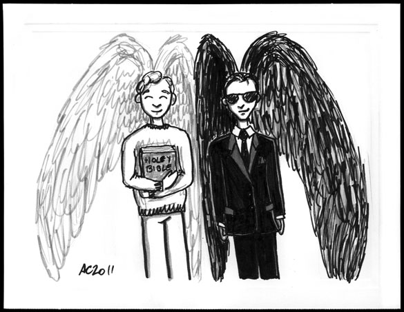 Aziraphale and Crowley sketch by Amy Crook