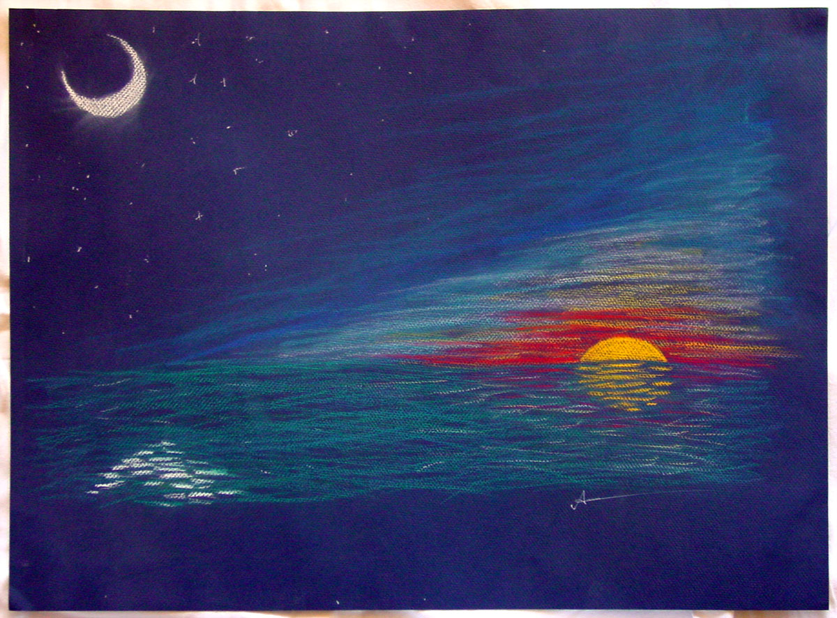 easy sunset island drawing with oil pastels : u/artistic191