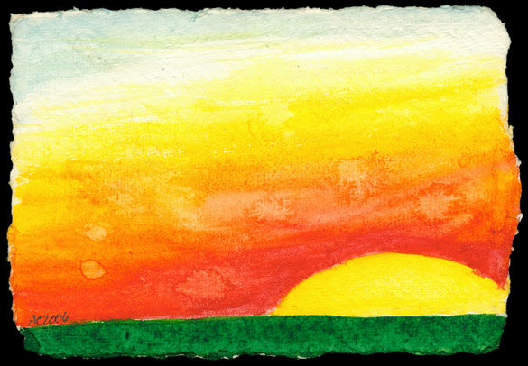 Sunset Postcard watercolor by Amy Crook