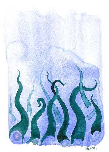 Tentacle Deeps 11, watercolor by Amy Crook