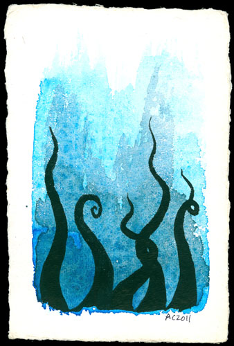 Tentacle Deeps 12, watercolor by Amy Crook