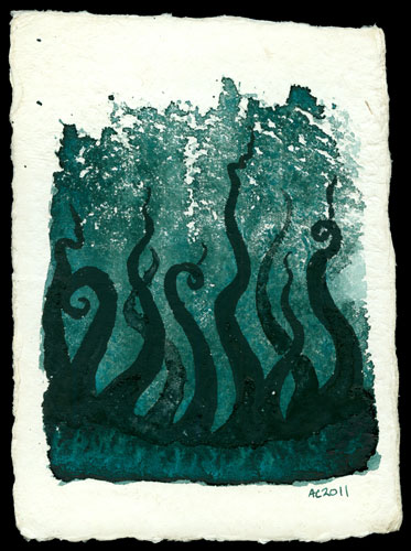 Tentacle Deeps 13, watercolor by Amy Crook