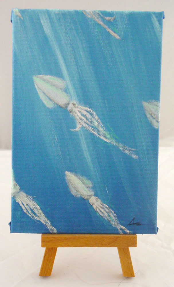 School of Squid, with easel, by Amy Crook
