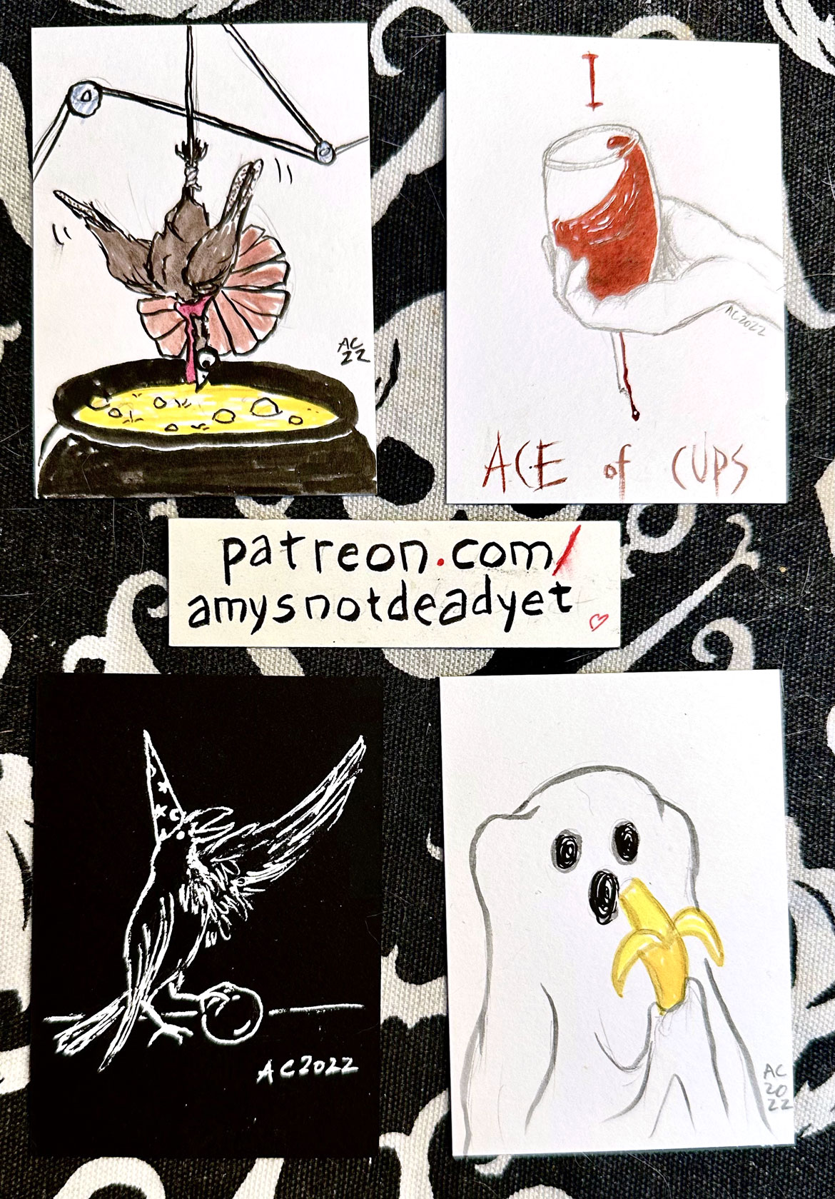 October 2022 ACEO sketches by Amy Crook