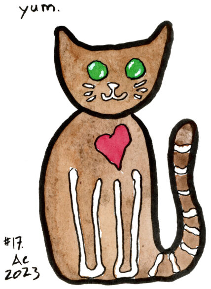 drawing of a gingerbread cat