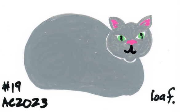 marker art of a loafing grey cat