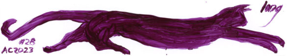 bookmark with a painting of a long purple cat