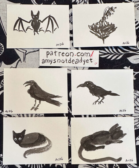 6 sketch cards by Amy Crook