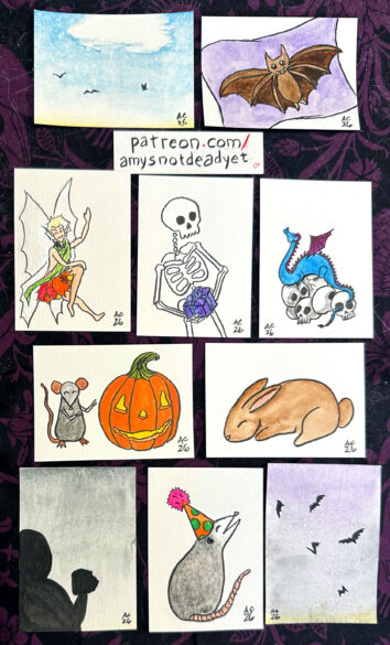 10 sketch cards by Amy Crook